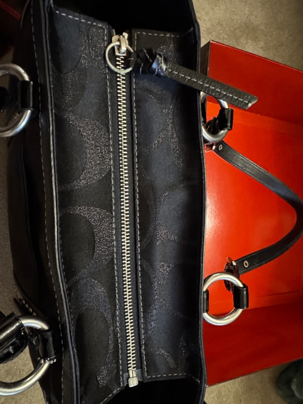 Authentic Black Coach Signature Studded Gallery Tote - Like NEW - Picture 6 of 6